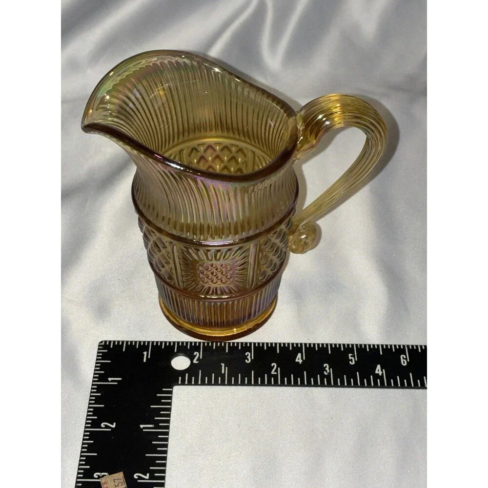 Fenton 95th Anniversary Marigold Carnival Glass Sandwich Pitcher Iridescent 2000